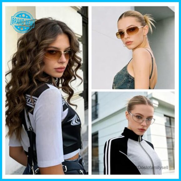 Y2K Wrap Around Sunglasses Metal Frame Retro Futuristic Fashion Shades main image 5